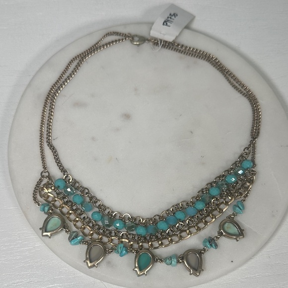 Turquoise and Gold Layered Necklace - Picture 4 of 4